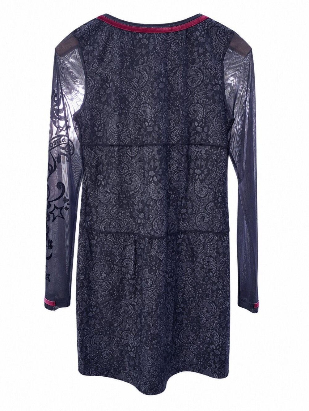Vitrin Design Sheer Sleeve Lace Dress Small Black Gothic Boho Mesh Sleeve Dress - Picture 9 of 15